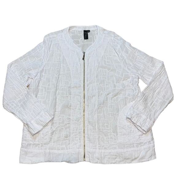 Focus Casual Life Womens Jacket Cotton Full Zip Lightweight White Large - Picture 1 of 9